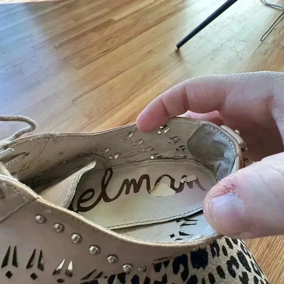 Sam Edelman Tan Jayna Cut Out Studded Lace Up Oxfords Size 6 Womens Beige - Picture 4 of 8